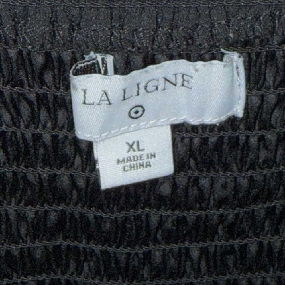 Black Smocked Midi Dress XL Long Sleeve Square Neck Casual Dress - Picture 6 of 8